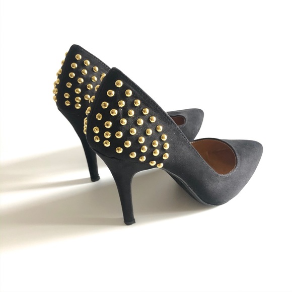 Shoe Dazzle Black & Gold Beaded Heels - Picture 2 of 8